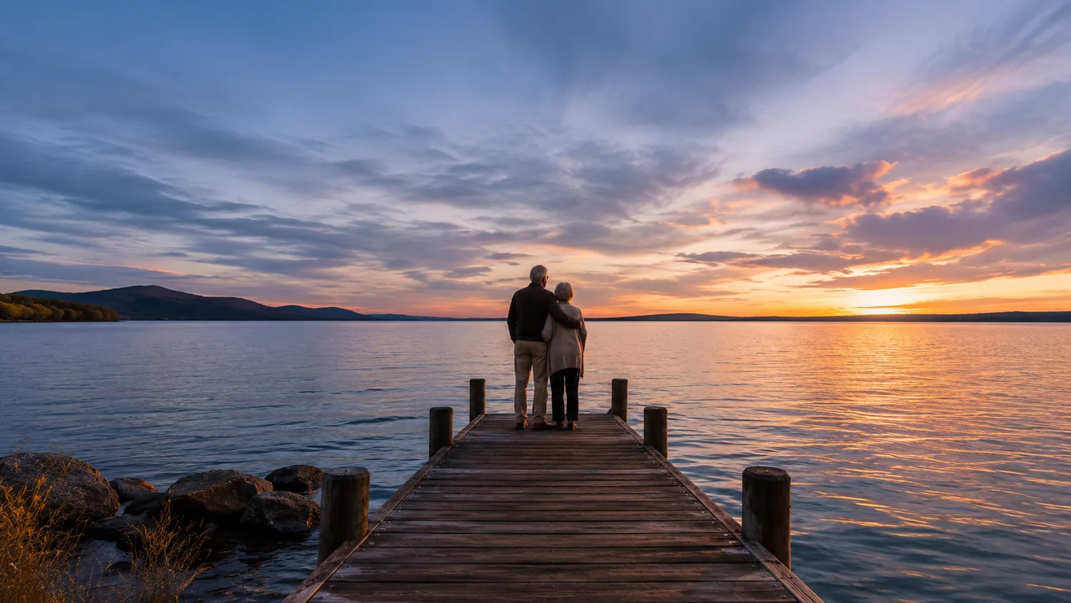 Couple regardant l’horizon — réflexion sur la retraite et les décisions patrimoniales.